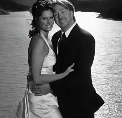 Terri Clark and her second husband Greg Kaczor in their wedding dress.